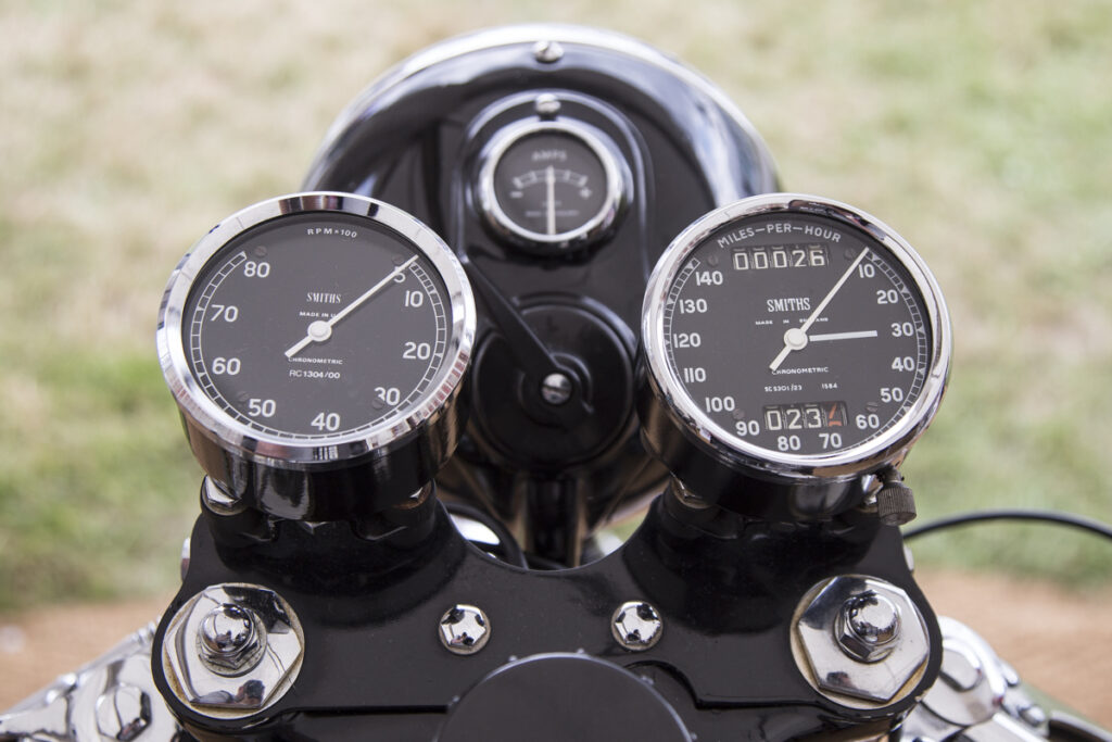 SMITHS speedometer and tachometer on the BSA Gold Star motorcycle